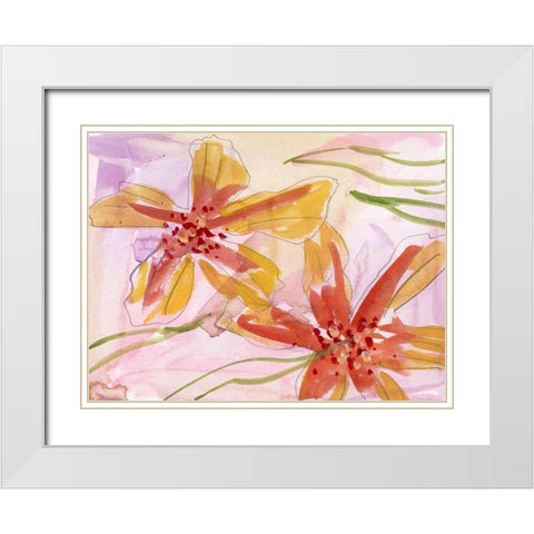 Aromatic Flowers I White Modern Wood Framed Art Print with Double Matting by Wang, Melissa