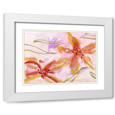 Aromatic Flowers II White Modern Wood Framed Art Print with Double Matting by Wang, Melissa