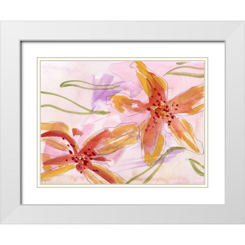 Aromatic Flowers II White Modern Wood Framed Art Print with Double Matting by Wang, Melissa