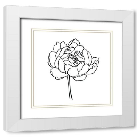 Peony Contour I White Modern Wood Framed Art Print with Double Matting by Scarvey, Emma