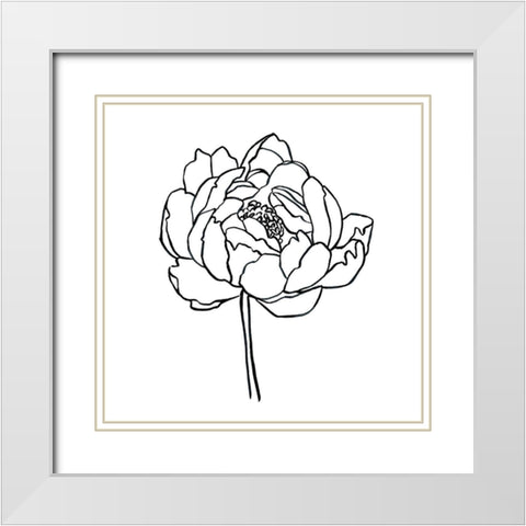 Peony Contour I White Modern Wood Framed Art Print with Double Matting by Scarvey, Emma