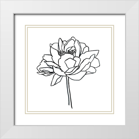 Peony Contour II White Modern Wood Framed Art Print with Double Matting by Scarvey, Emma