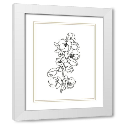 Quince Blossom Contour I White Modern Wood Framed Art Print with Double Matting by Scarvey, Emma