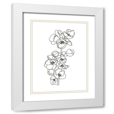 Quince Blossom Contour II White Modern Wood Framed Art Print with Double Matting by Scarvey, Emma