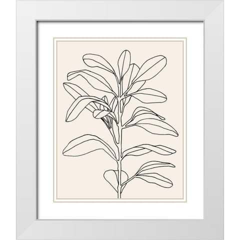 Olive Branch Contour I White Modern Wood Framed Art Print with Double Matting by Scarvey, Emma