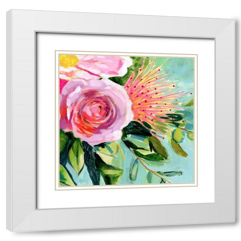 Brushy Floral I White Modern Wood Framed Art Print with Double Matting by Borges, Victoria