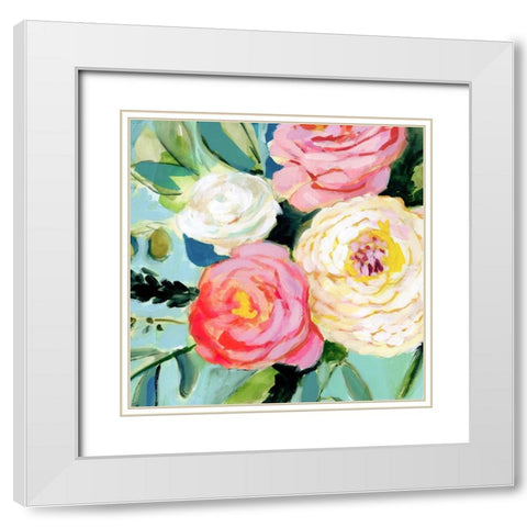 Brushy Floral II White Modern Wood Framed Art Print with Double Matting by Borges, Victoria