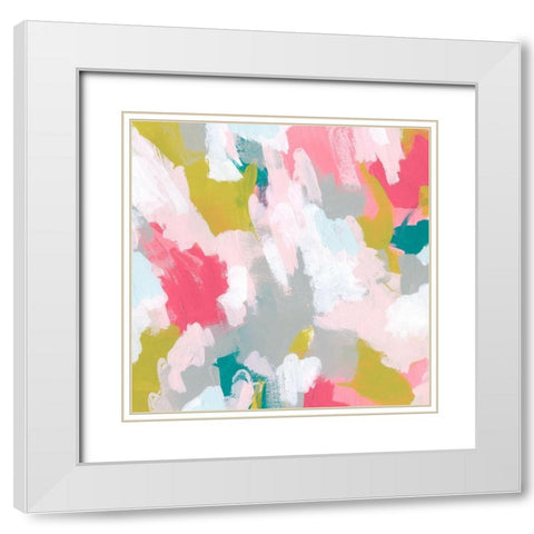 Pink Scramble I White Modern Wood Framed Art Print with Double Matting by Vess, June Erica