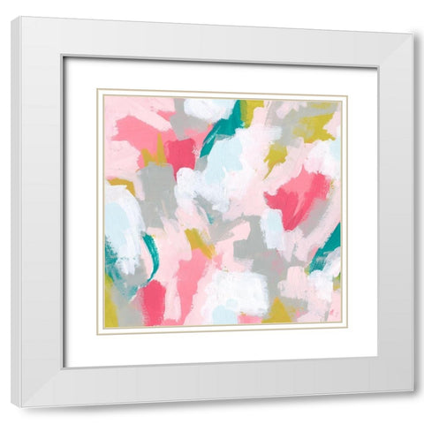 Pink Scramble II White Modern Wood Framed Art Print with Double Matting by Vess, June Erica