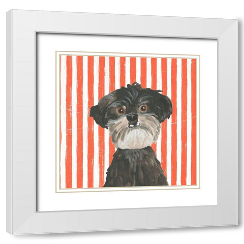 Parlor Pooches I White Modern Wood Framed Art Print with Double Matting by Vess, June Erica