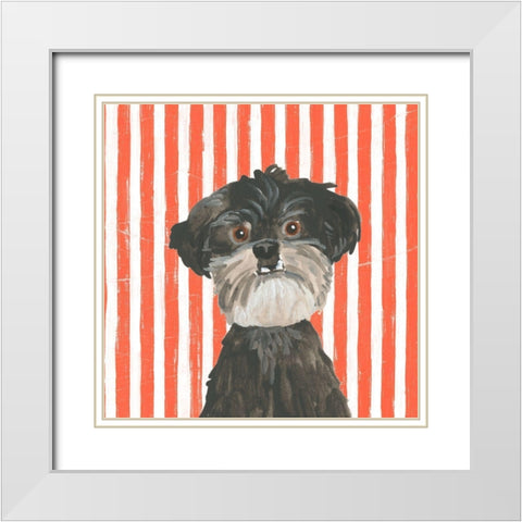 Parlor Pooches I White Modern Wood Framed Art Print with Double Matting by Vess, June Erica