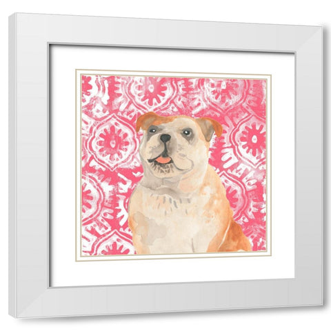 Parlor Pooches V White Modern Wood Framed Art Print with Double Matting by Vess, June Erica