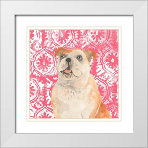 Parlor Pooches V White Modern Wood Framed Art Print with Double Matting by Vess, June Erica
