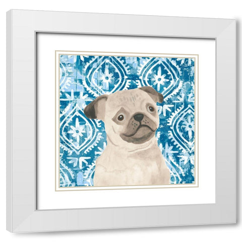 Parlor Pooches VII White Modern Wood Framed Art Print with Double Matting by Vess, June Erica