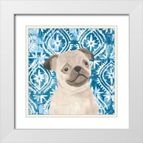 Parlor Pooches VII White Modern Wood Framed Art Print with Double Matting by Vess, June Erica