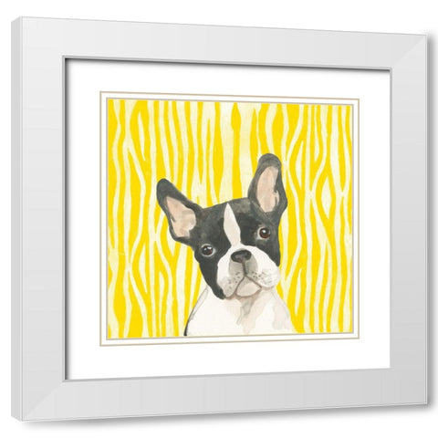 Parlor Pooches VIII White Modern Wood Framed Art Print with Double Matting by Vess, June Erica