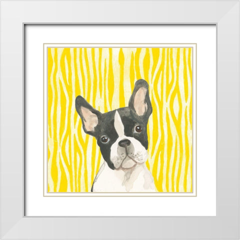 Parlor Pooches VIII White Modern Wood Framed Art Print with Double Matting by Vess, June Erica