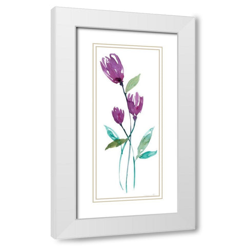Dancing Aubergine I White Modern Wood Framed Art Print with Double Matting by Goldberger, Jennifer