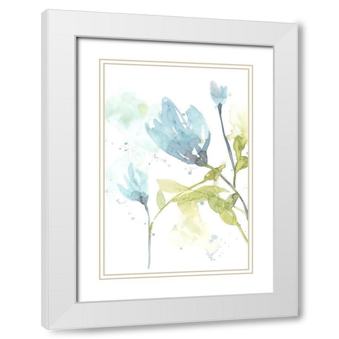Cerulean Splash I White Modern Wood Framed Art Print with Double Matting by Goldberger, Jennifer