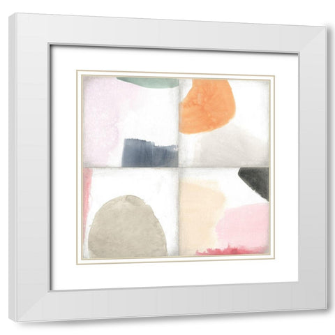 Pastel Tile I White Modern Wood Framed Art Print with Double Matting by Vess, June Erica