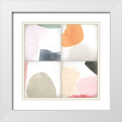 Pastel Tile I White Modern Wood Framed Art Print with Double Matting by Vess, June Erica