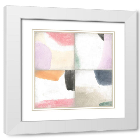 Pastel Tile II White Modern Wood Framed Art Print with Double Matting by Vess, June Erica