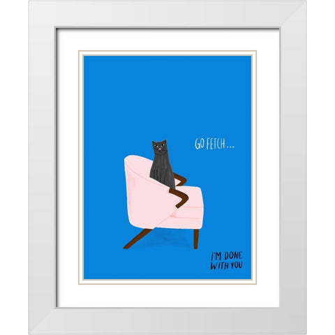 Mod Cats II White Modern Wood Framed Art Print with Double Matting by Blanckslate