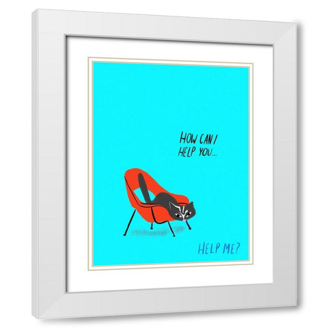 Mod Cats III White Modern Wood Framed Art Print with Double Matting by Blanckslate