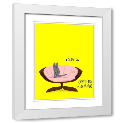 Mod Cats V White Modern Wood Framed Art Print with Double Matting by Blanckslate