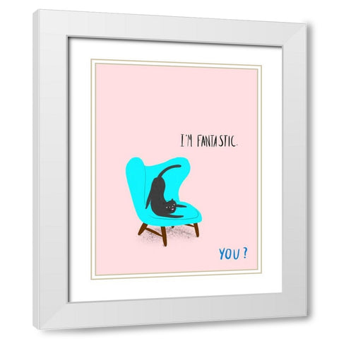 Mod Cats VI White Modern Wood Framed Art Print with Double Matting by Blanckslate