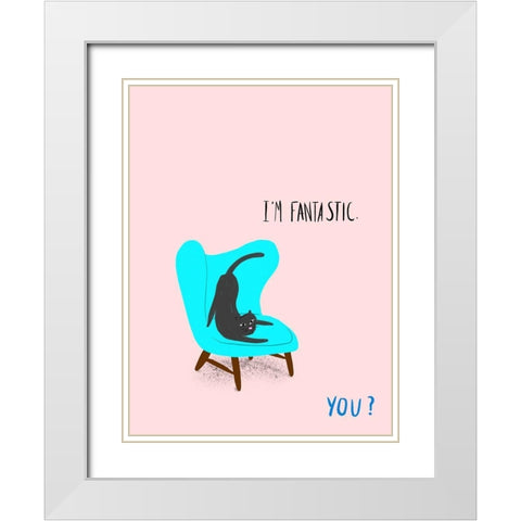 Mod Cats VI White Modern Wood Framed Art Print with Double Matting by Blanckslate