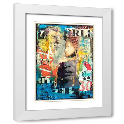 Collage Head White Modern Wood Framed Art Print with Double Matting by Ashley, Erin