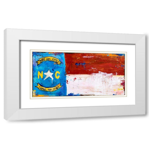 NC Flag White Modern Wood Framed Art Print with Double Matting by Ashley, Erin