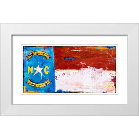 NC Flag White Modern Wood Framed Art Print with Double Matting by Ashley, Erin