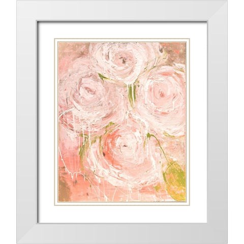 Vintage Rose White Modern Wood Framed Art Print with Double Matting by Ashley, Erin