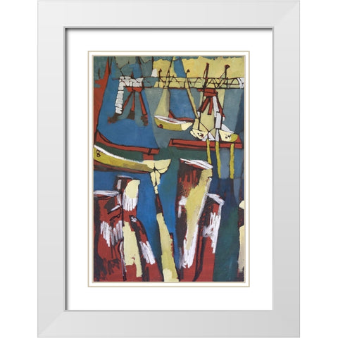 Maine Sails Portland I White Modern Wood Framed Art Print with Double Matting by Ferrell, Erin McGee