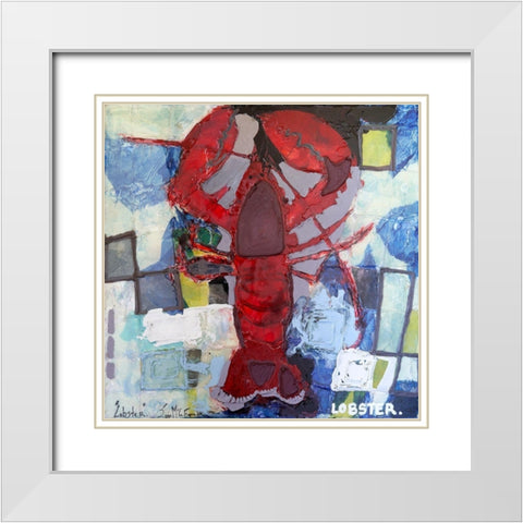 Brilliant Maine Lobster I White Modern Wood Framed Art Print with Double Matting by Ferrell, Erin McGee