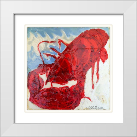 Brilliant Maine Lobster II White Modern Wood Framed Art Print with Double Matting by Ferrell, Erin McGee