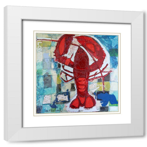 Brilliant Maine Lobster III White Modern Wood Framed Art Print with Double Matting by Ferrell, Erin McGee