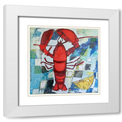 Brilliant Maine Lobster IV White Modern Wood Framed Art Print with Double Matting by Ferrell, Erin McGee
