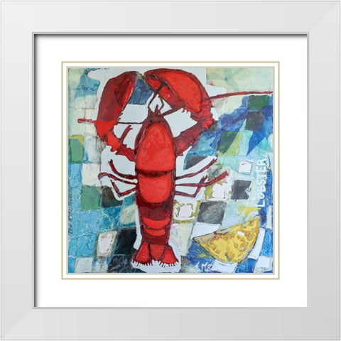 Brilliant Maine Lobster IV White Modern Wood Framed Art Print with Double Matting by Ferrell, Erin McGee