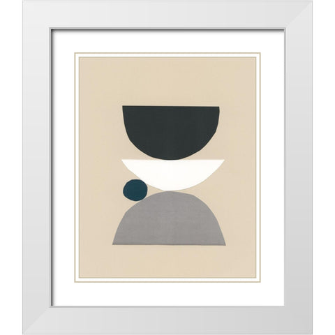 Modern Shapes I White Modern Wood Framed Art Print with Double Matting by Stramel, Renee W.