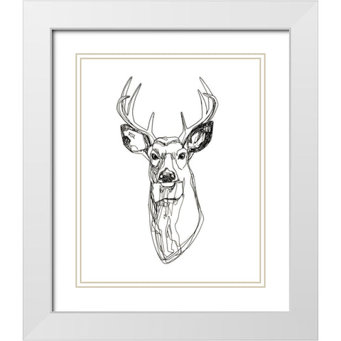 Whitetail Wireframe II White Modern Wood Framed Art Print with Double Matting by Scarvey, Emma