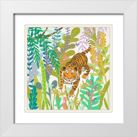 Jungle Roar II White Modern Wood Framed Art Print with Double Matting by Zarris, Chariklia