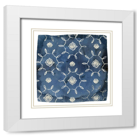 Indigo Scrap II White Modern Wood Framed Art Print with Double Matting by Vess, June Erica