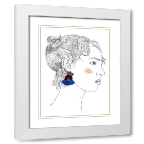 Glance II White Modern Wood Framed Art Print with Double Matting by Wang, Melissa