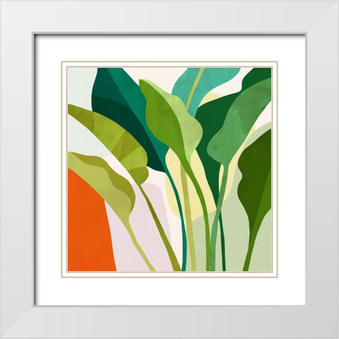 Tropica I White Modern Wood Framed Art Print with Double Matting by Borges, Victoria