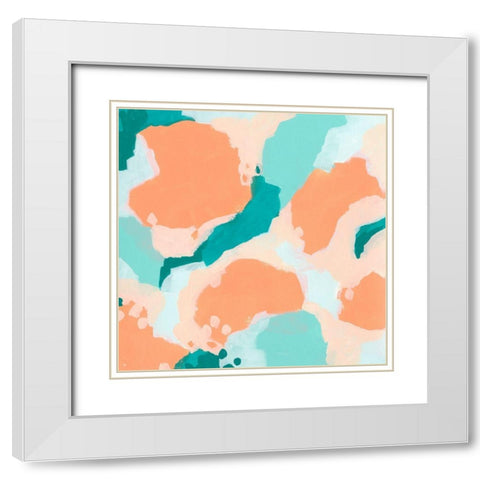 Peach Fizz I White Modern Wood Framed Art Print with Double Matting by Vess, June Erica