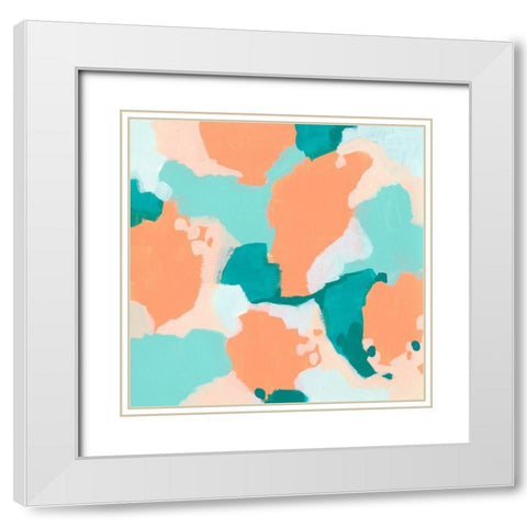 Peach Fizz II White Modern Wood Framed Art Print with Double Matting by Vess, June Erica