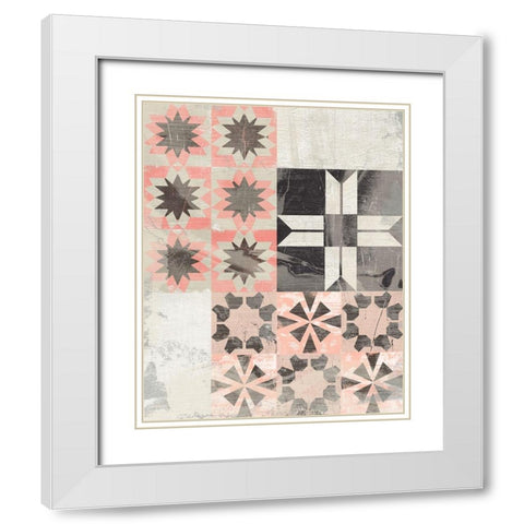 Farmhouse Pattern II White Modern Wood Framed Art Print with Double Matting by Vess, June Erica